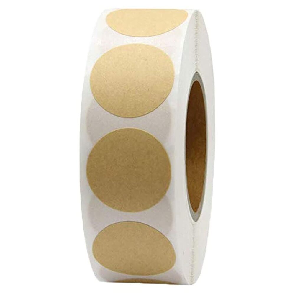 6868 1 Inch Natural Brown Kraft Stickers 1000 Total - Round Blank Dots